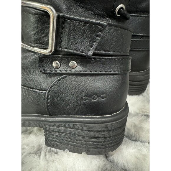 BOC Born Concept Roxy Black Vegan Faux Leather Tall Lace Buckle Combat Boots 1 - Picture 7 of 9